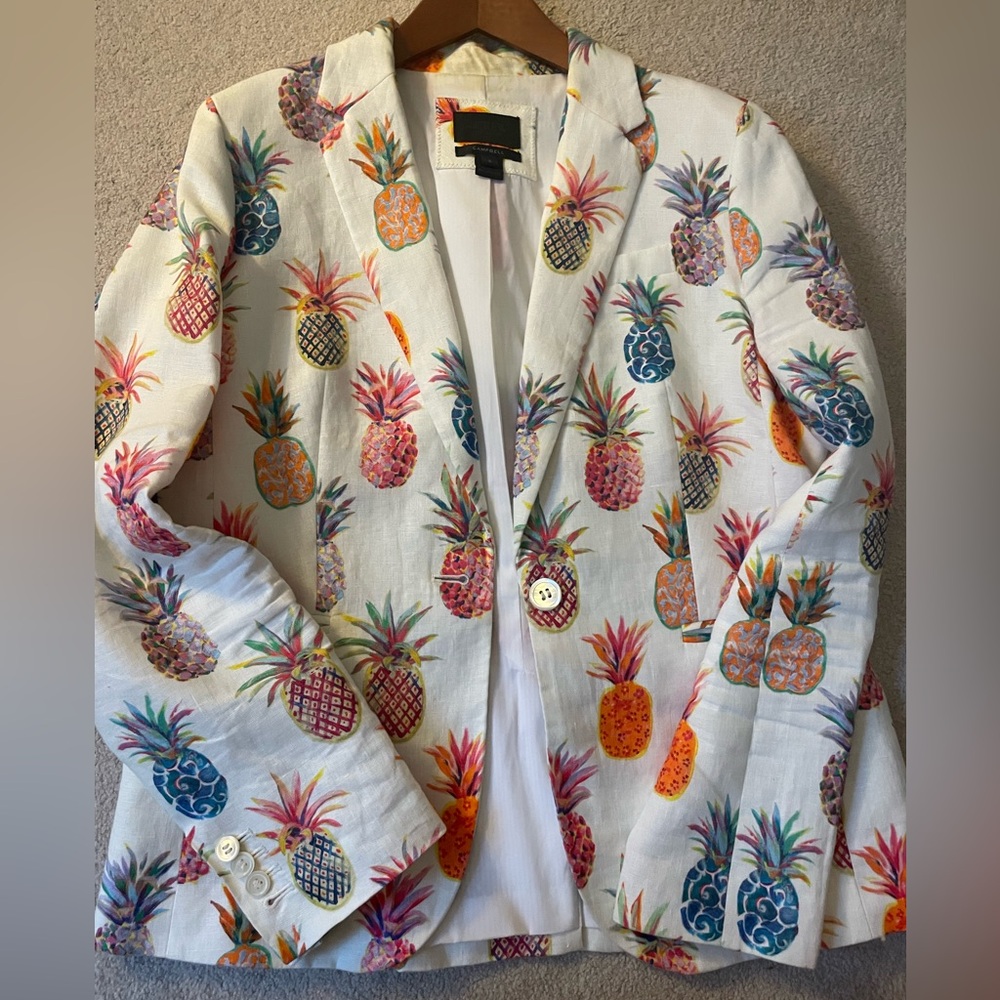Jcrew Pineapple Campbell Linen Blazer Size 8